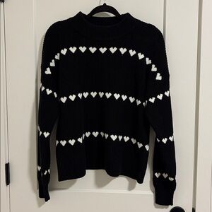 Smash + Tess Black Sweater with White Heart Accents